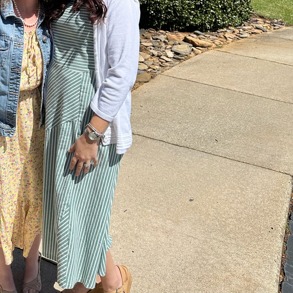 Striped Green and White Dress